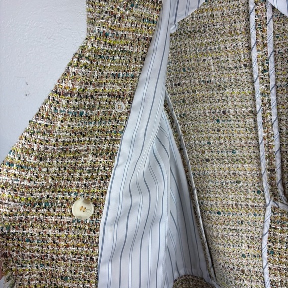 Veronica Beard Theron Tweed Double Breasted Blazer Jacket Size 2 Cream White - Picture 5 of 6